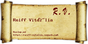 Reiff Vitália névjegykártya